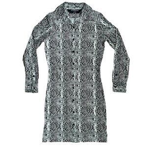 Norma Kamali Snake Print Buttoned Sheath Shirt Dress